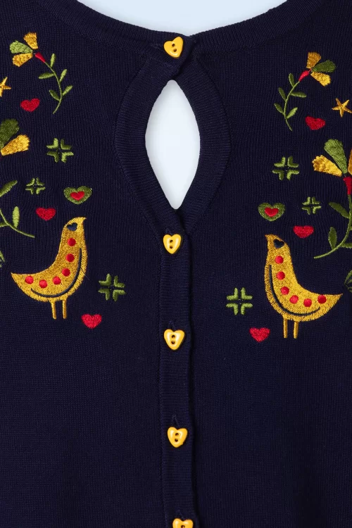 Banned Retro Heritage Scandi Birdi vest in marineblauw