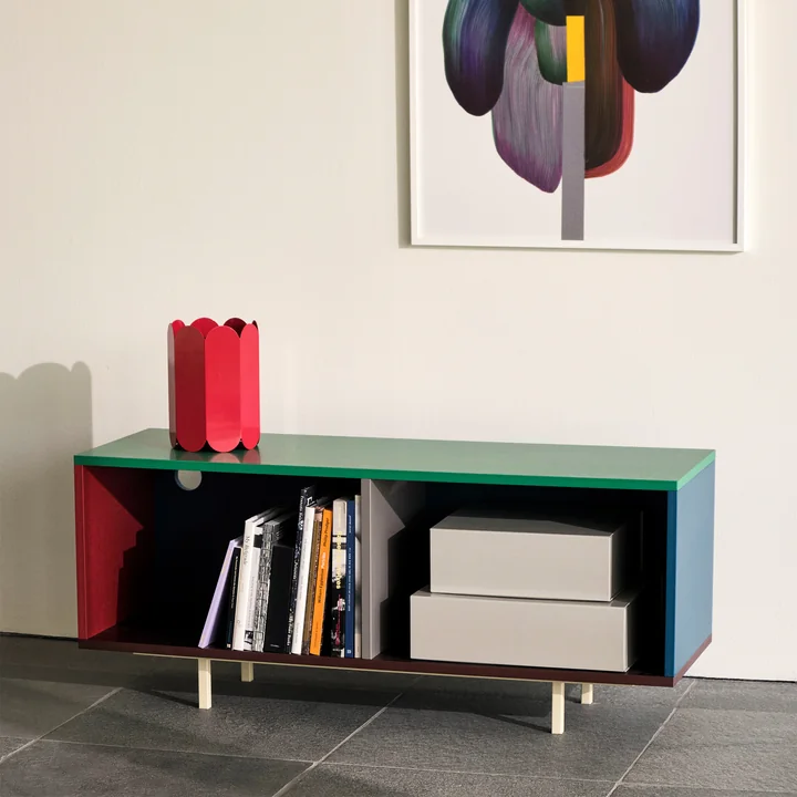 HAY - Colour Cabinet M mit Glastüren, 120 x 51 cm, dark mint (freistehend)