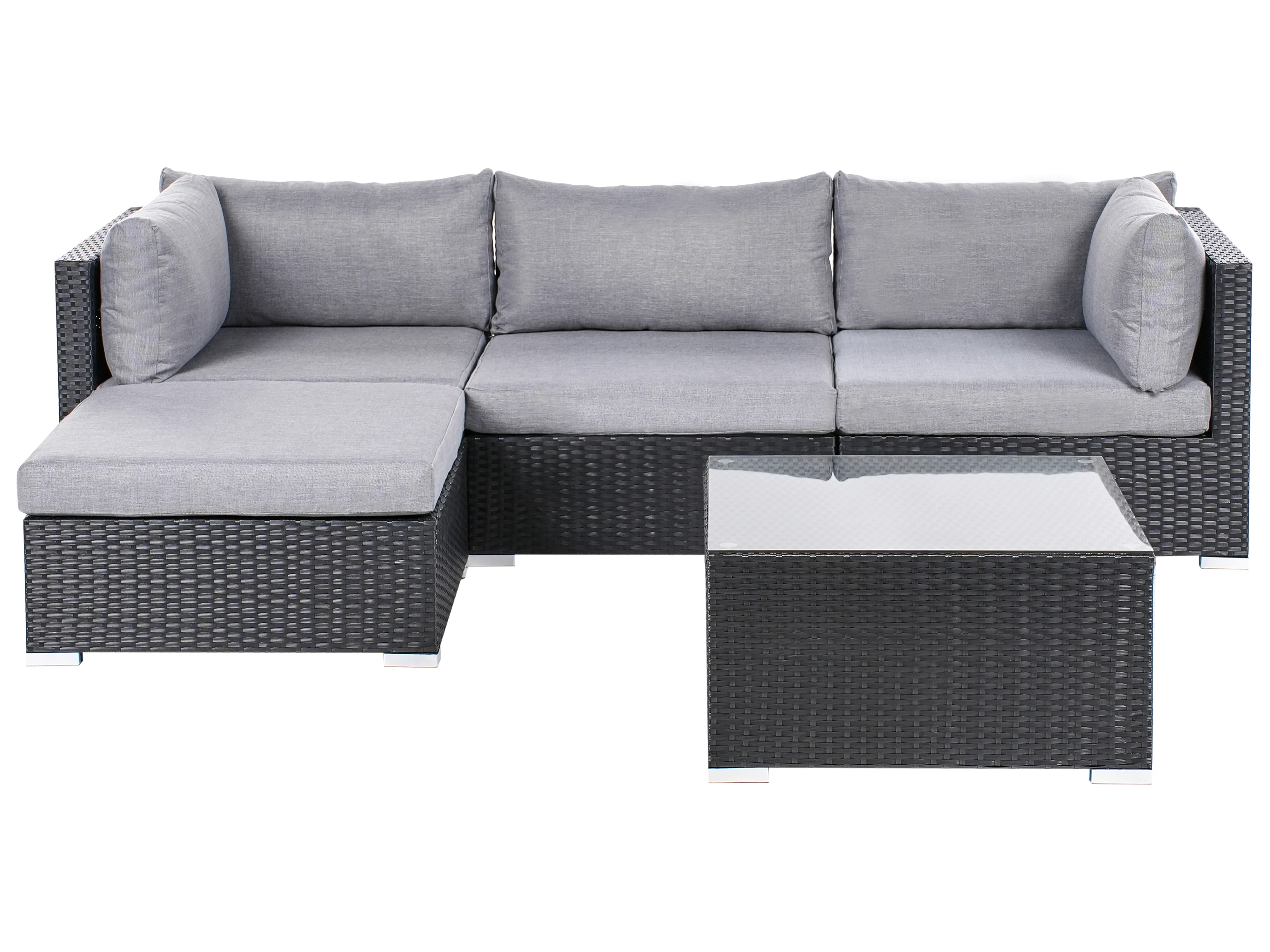 Tuin hoekloungeset met tafel 4-zits SANO rechtszijdig PE rotan Zwart