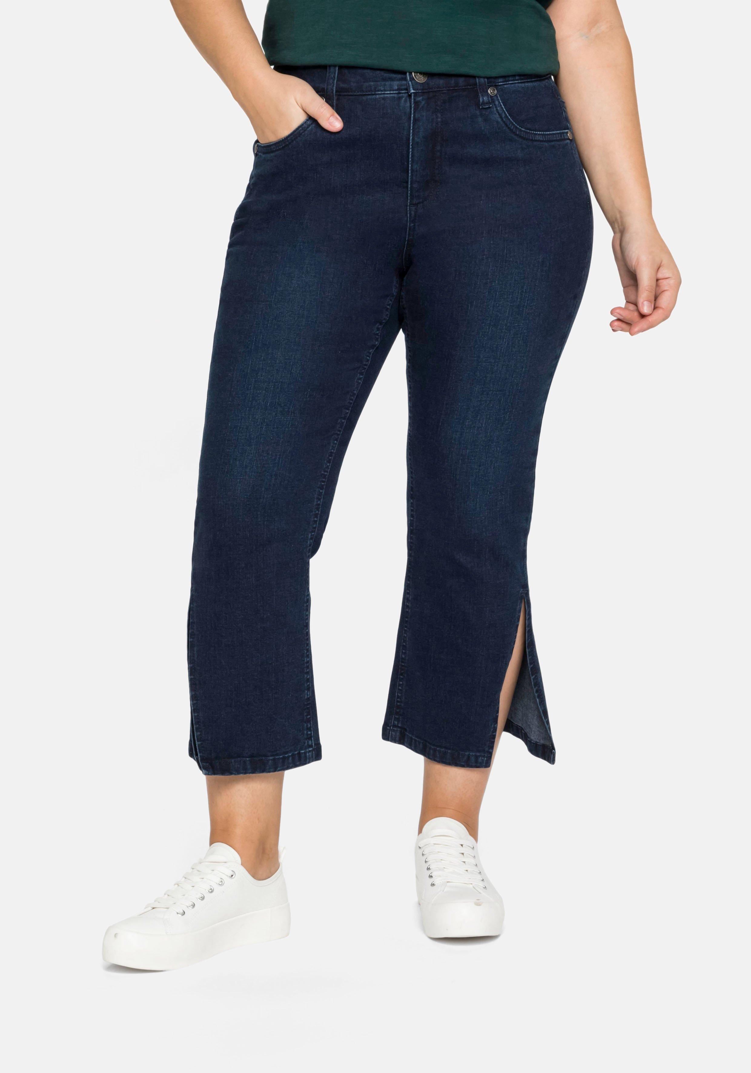 Bootcut-Jeans in 7/8-Länge mit hoch geschlitztem Saum