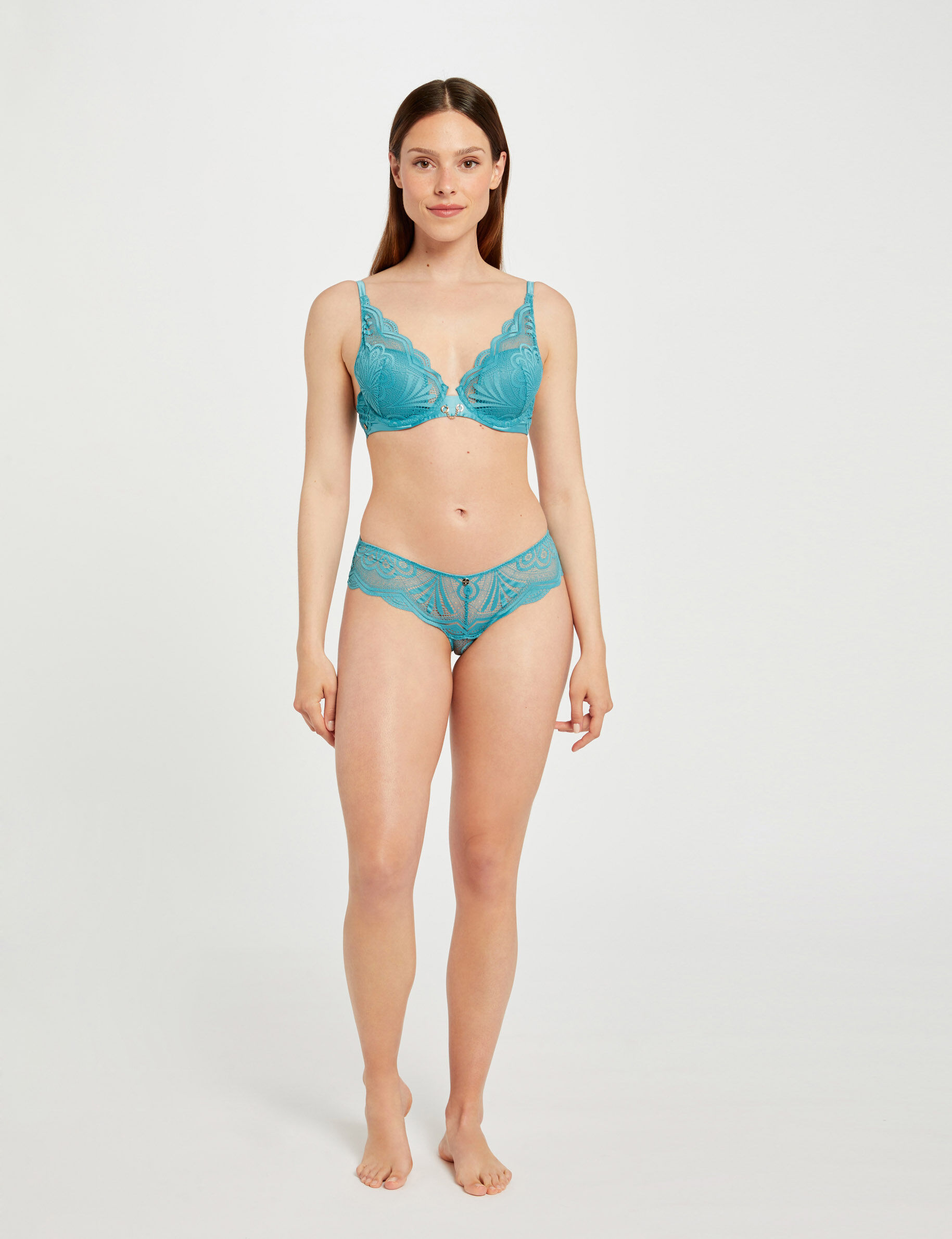 Shorty en dentelle bleu femme - bleu