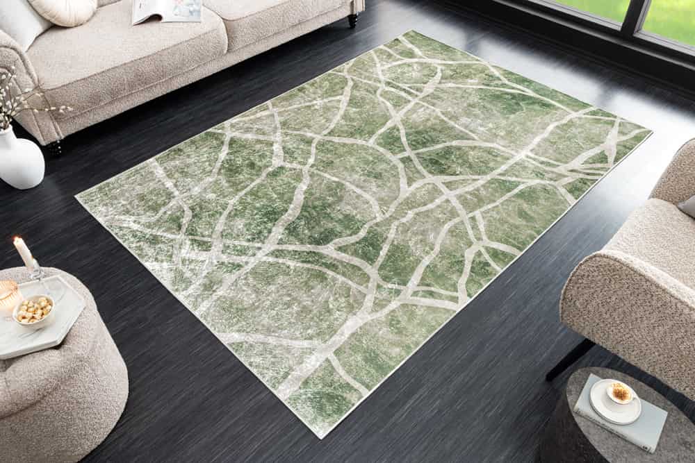 Moderner Teppich JUNGLE 230x160cm grün beige Flachgewebe Indoor-Teppich