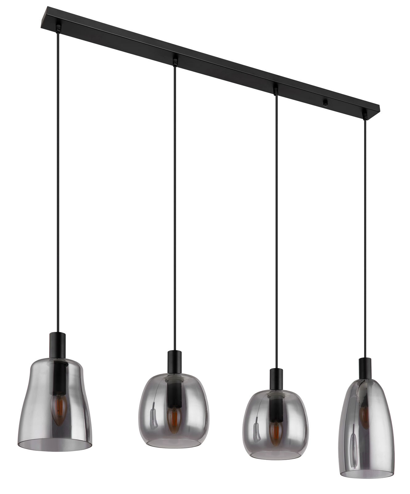 GLOBO Retrofit Balkenpendel Garri 107x120 cm schwarz/rauchfarbig