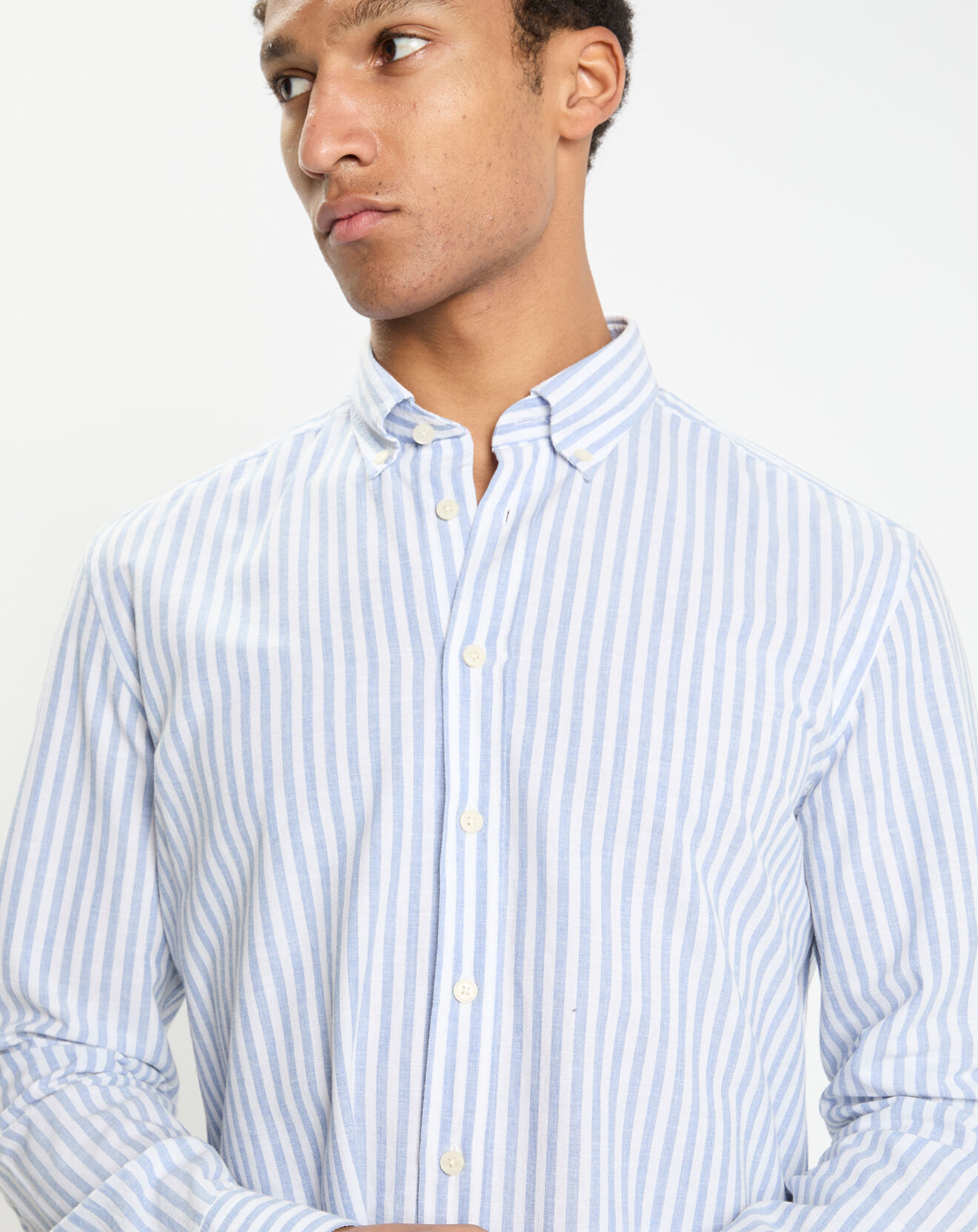 Hackett London Chemise en Coton & Lin Slim Fit à rayures bleu/blanc