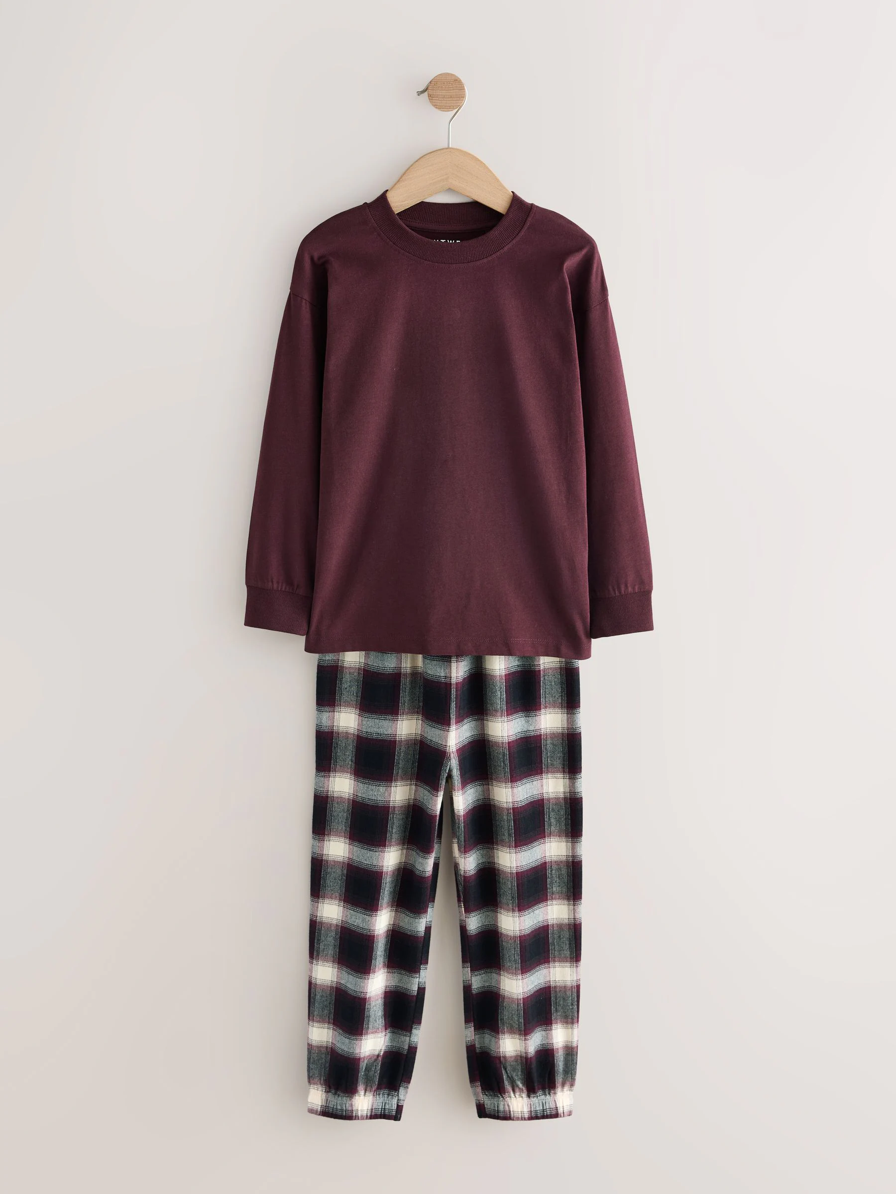 Bordeaux Rood/Bruin - Verpakking van 3 geweven geruite pyjama's (3-16 jr)