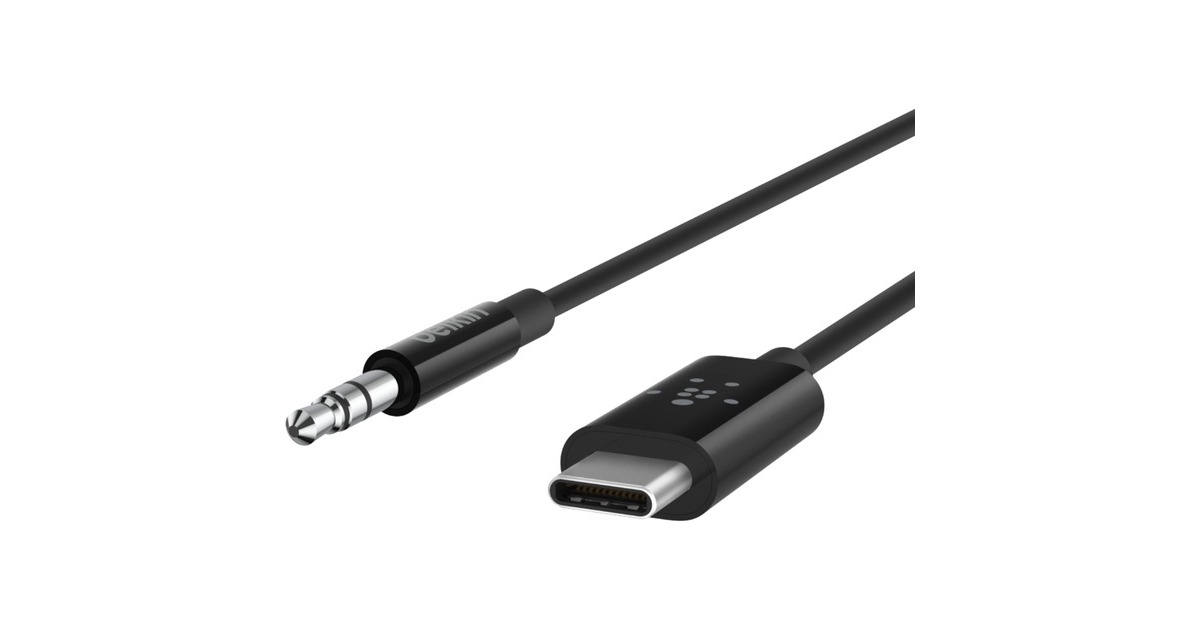 BelkinRockStar 3,5 mm met USB-C-connector kabel  (Zwart, 90 centimeter)