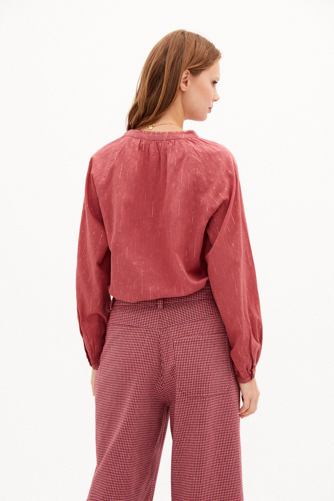 Camisa Inés com fio metálico - Rosa