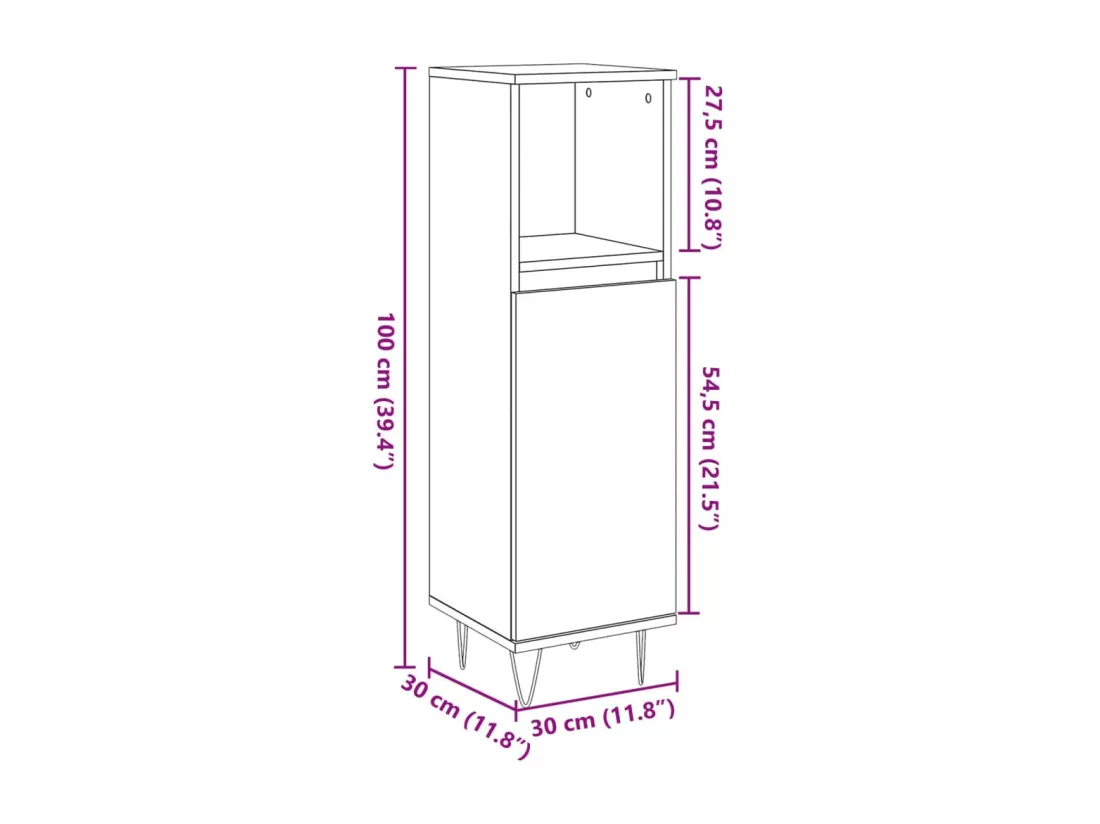 Armoire de salle de bain vieux bois 30x30x100cm bois ingénierie