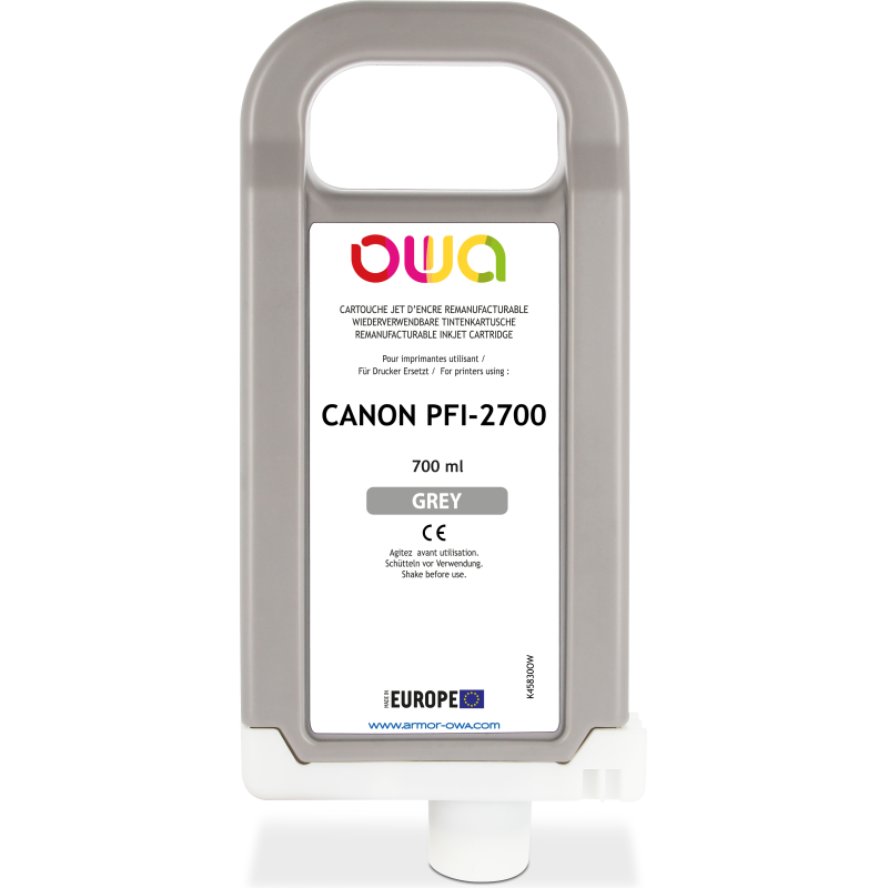 Cartouche d'encre traceur remanufacturable OWA - standard - Gris - pour CANON PFI-2700 GY