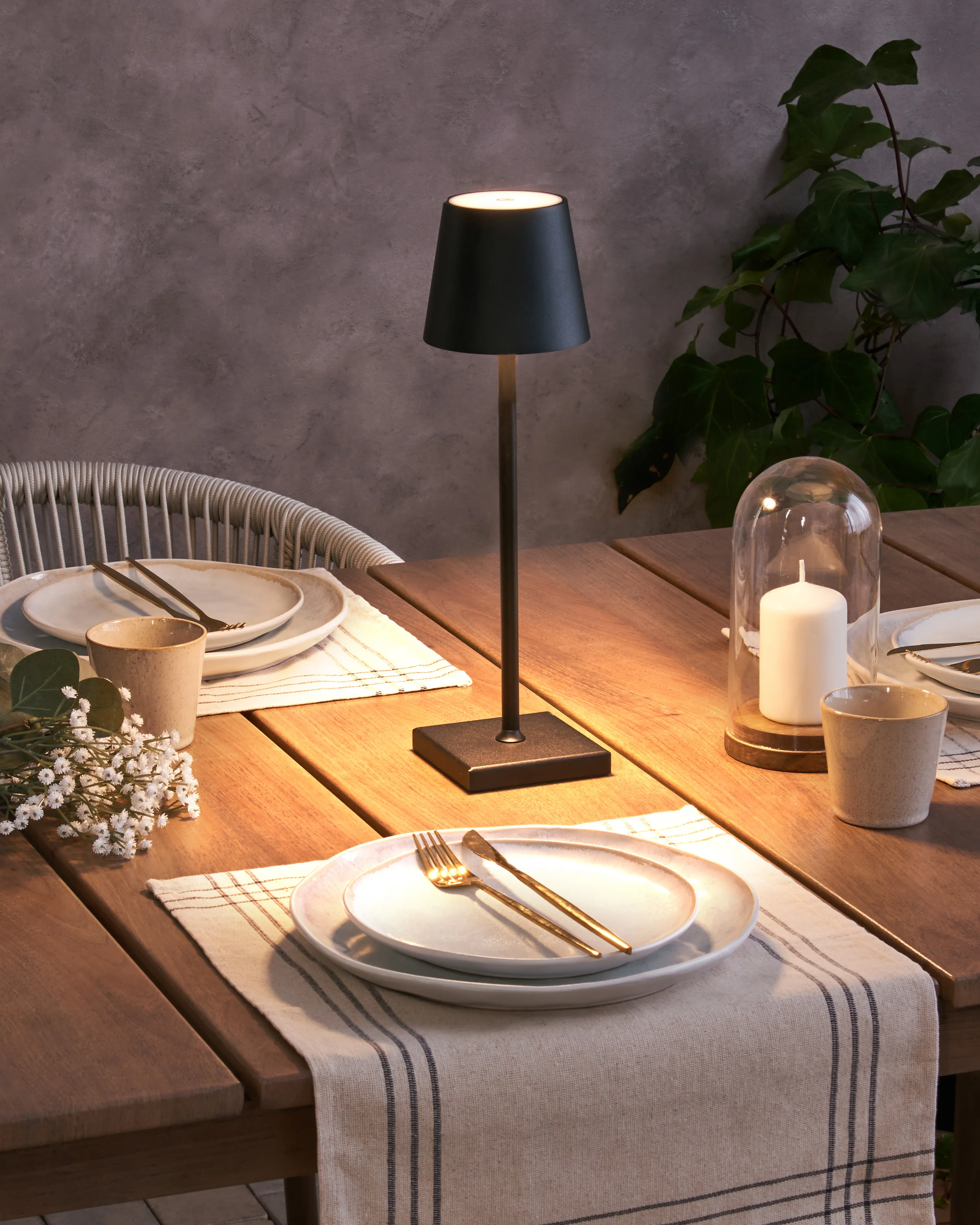 LED draadloze tafellamp BACEIRO met dimmer Metaal Zwart