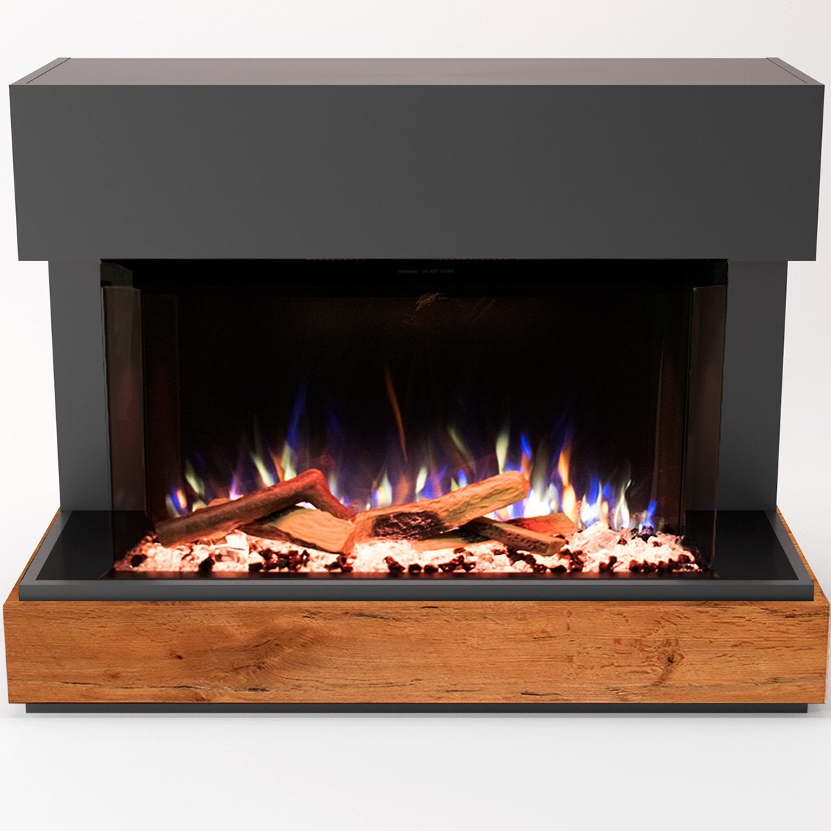 Glow Fire 'Curie' elektrische haard | LED vrijstaande haard in grijs met verwarming (1500 W) | HxBxD: 114x89x53cm