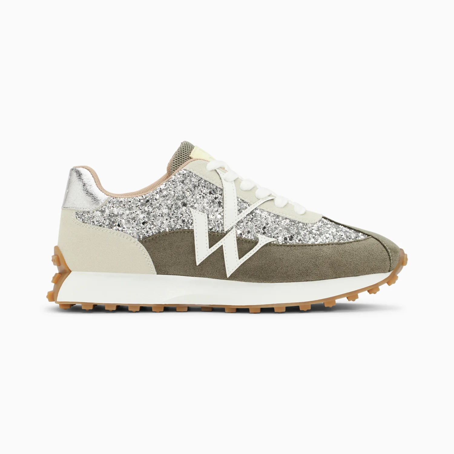 Sneakers-Baskets monogramme Faustine argent et gris à semelle running