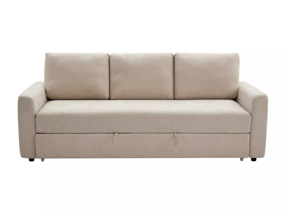 Canapé 3 places convertible en tissu beige avec assise à mémoire de forme ARCATA