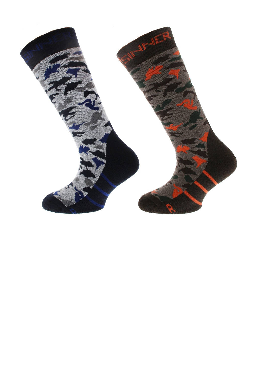 Sinner skisokken Camo - set van 2 grijs/zwart/bruin/rood
