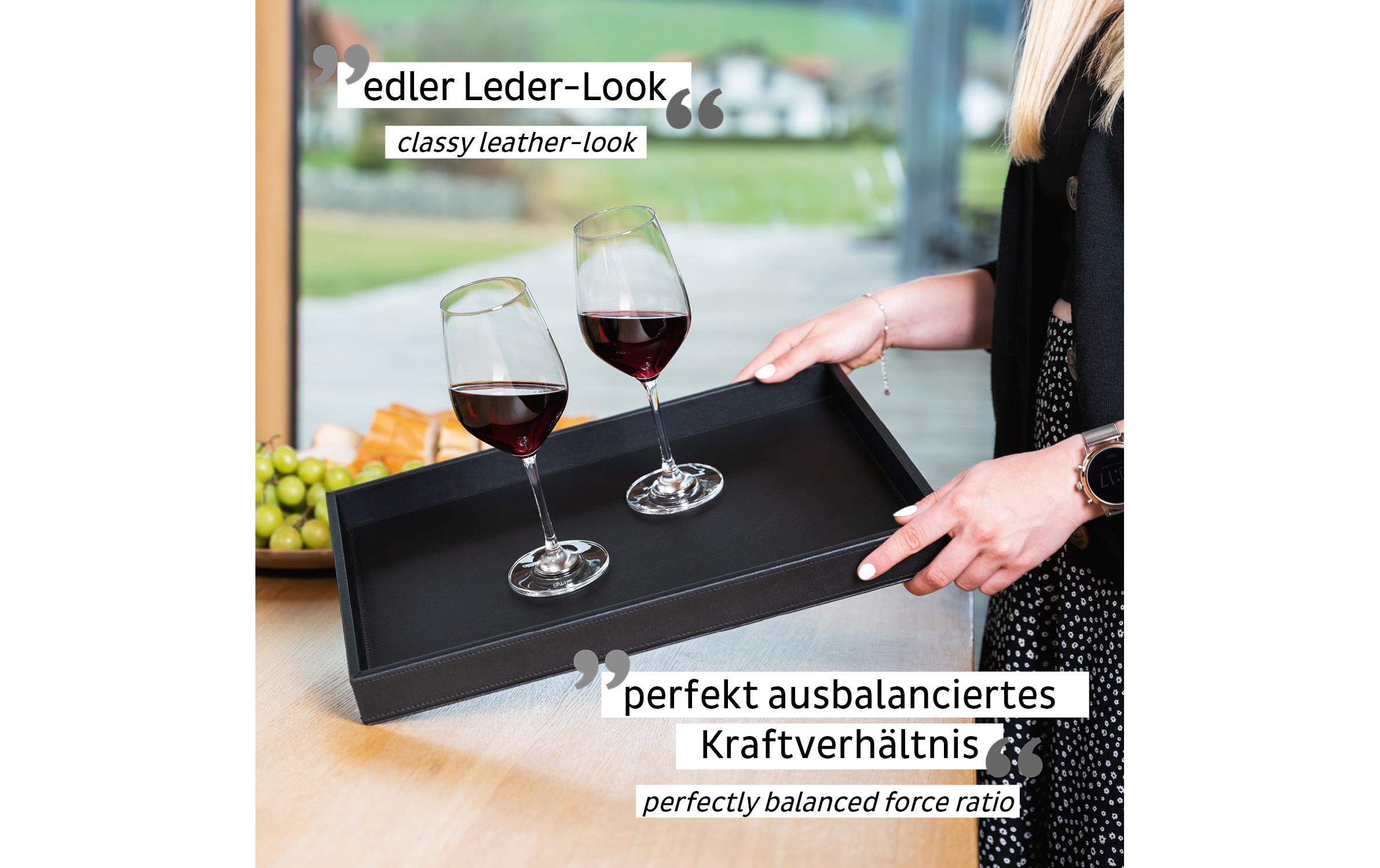 Metall-Tablett im Leder-Look Schwarz<br>Metallisches Tablett