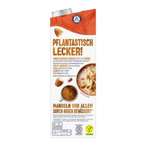 Alpro Mandeldrink ohne Zucker geröstet VEGAN