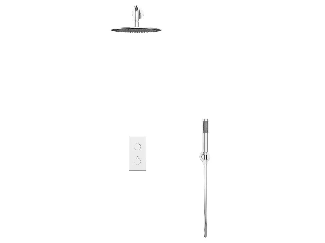 Ensemble de douche encastrable avec mitigeur thermostatique - Couleur nickel brossé - TIMAVO
