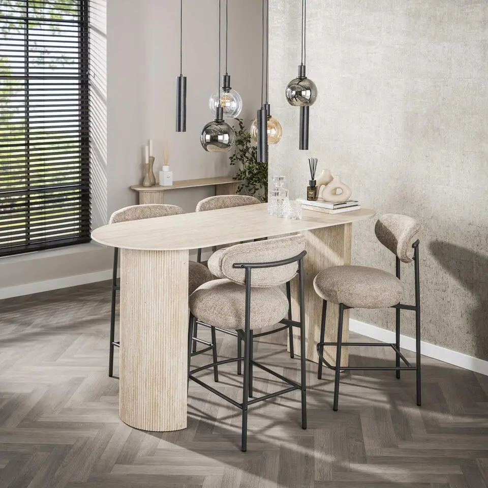 Hoyz Collection - Bartafel Romano Arch Plat Ovaal 180cm - Keramiek Travertin