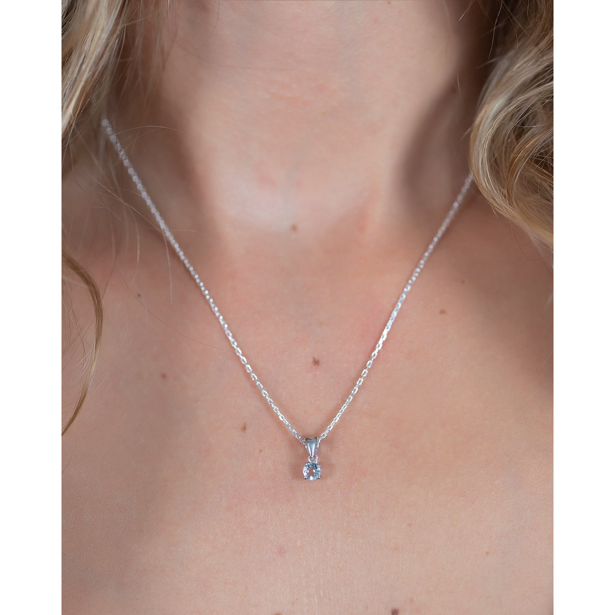 Collier Pendentif Aigue-Marine en Argent 925 - Cadeau Saint Valentin Doux | Aden