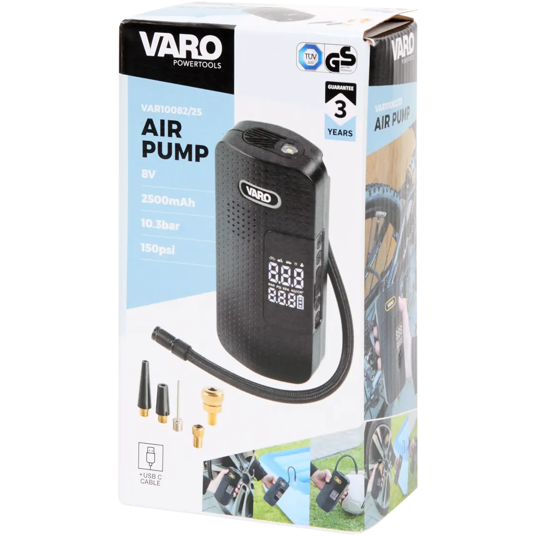 Varo luchtpomp 8 volt | 2000 mAh