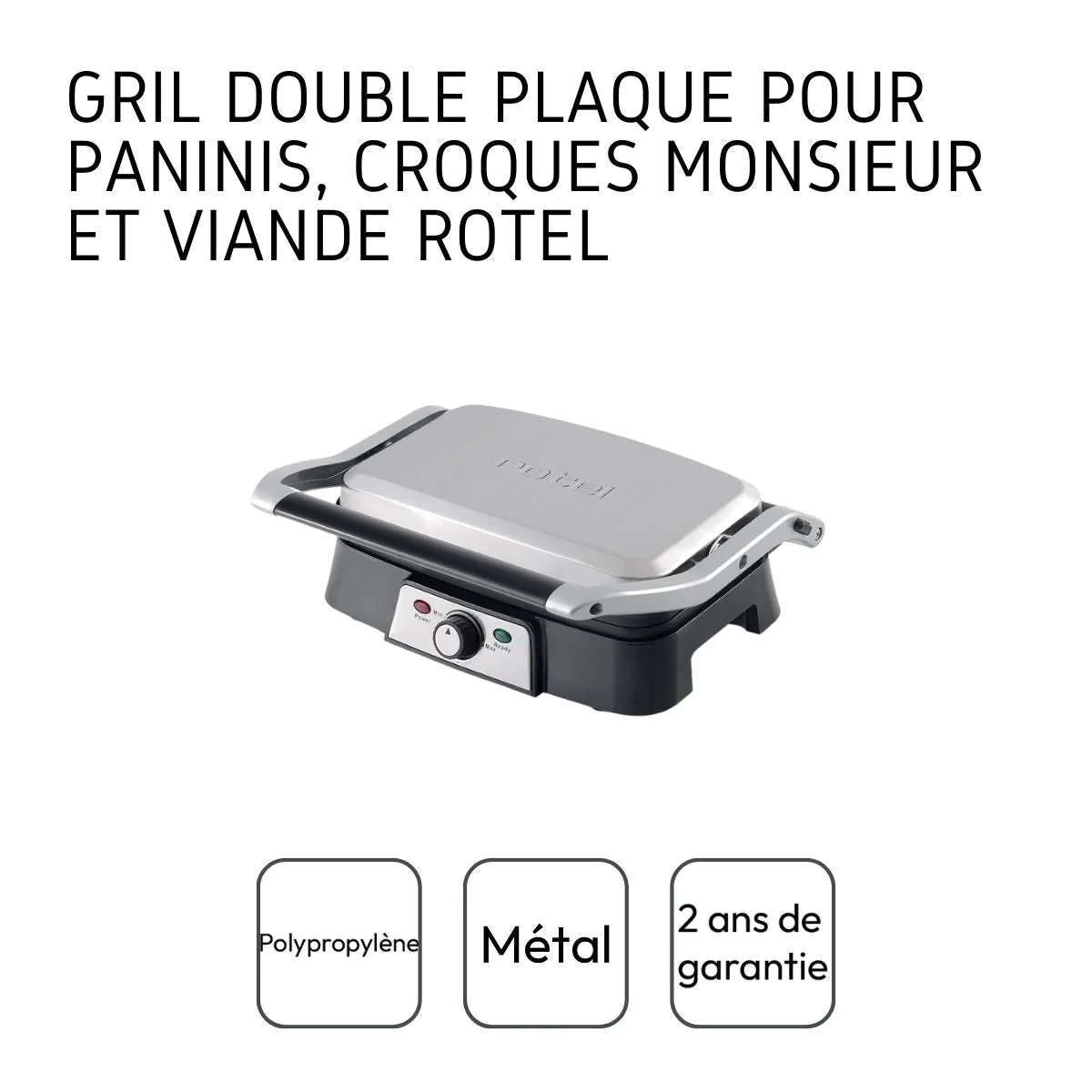 Grill à double plaque pour croque-monsieur, viande et panini Rotel Rot