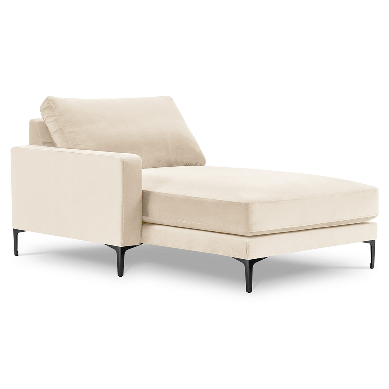 Mazzini Sofas Méridienne Velours Gauche Venus beige clair - 160x104x90 cm
