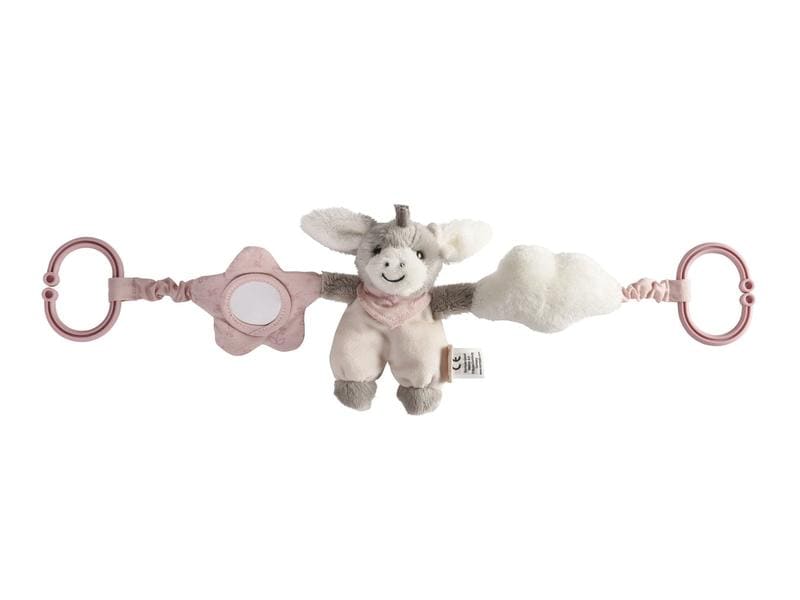 Sterntaler Kinderwagenkette Emmi Girl Niedliche Kinderwagenkette mit Mini-Kuscheltier Esel, Wolke und Spiegel