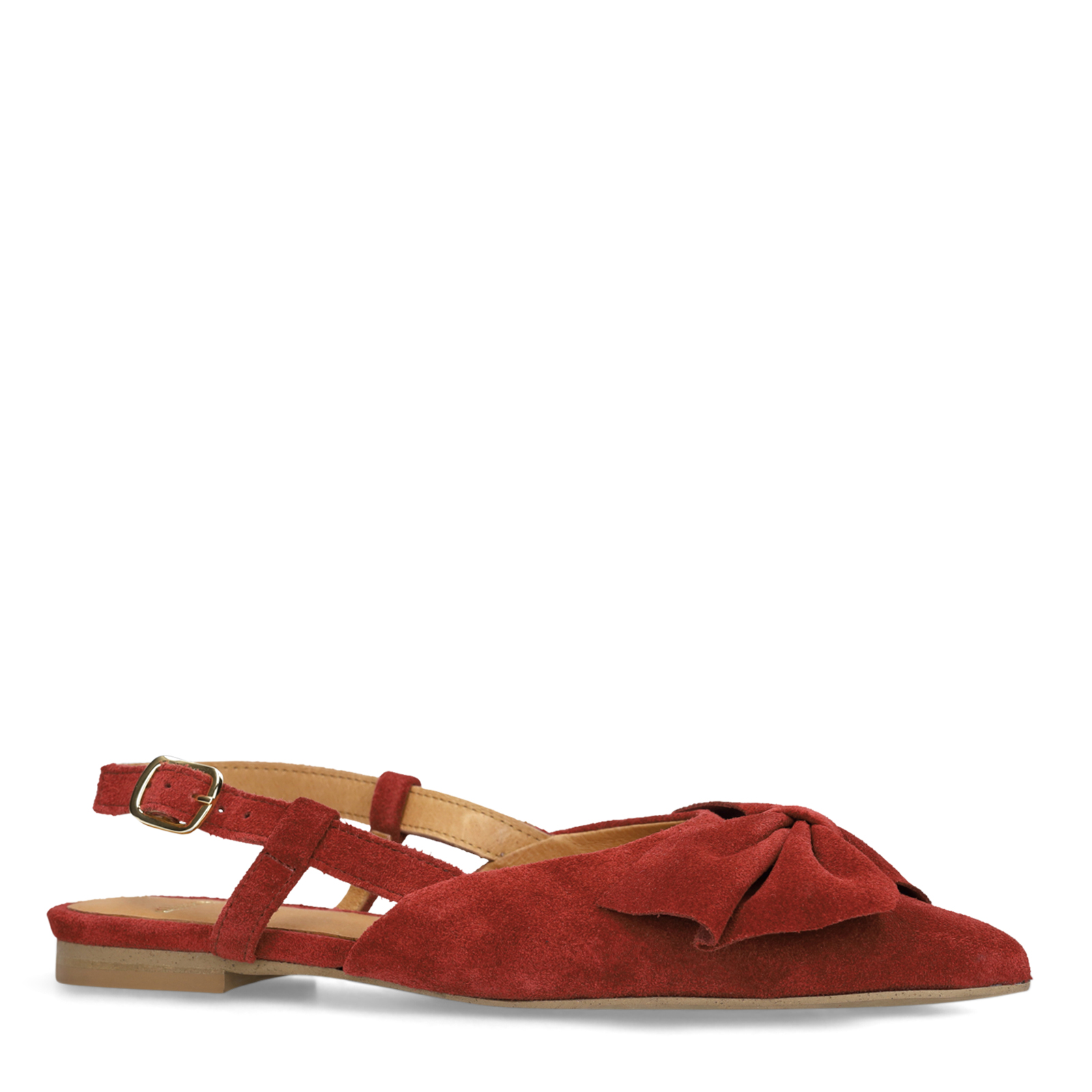 Bordeaux rode suède slingbacks met strik