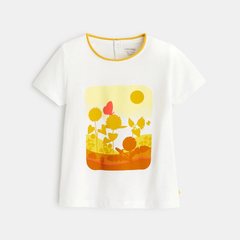 T-shirt papillons jaune bébé fille Jaune