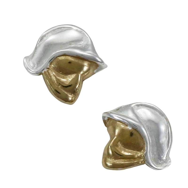 Boucles d'oreilles pompiers casque de pompier F1 - Bicolore