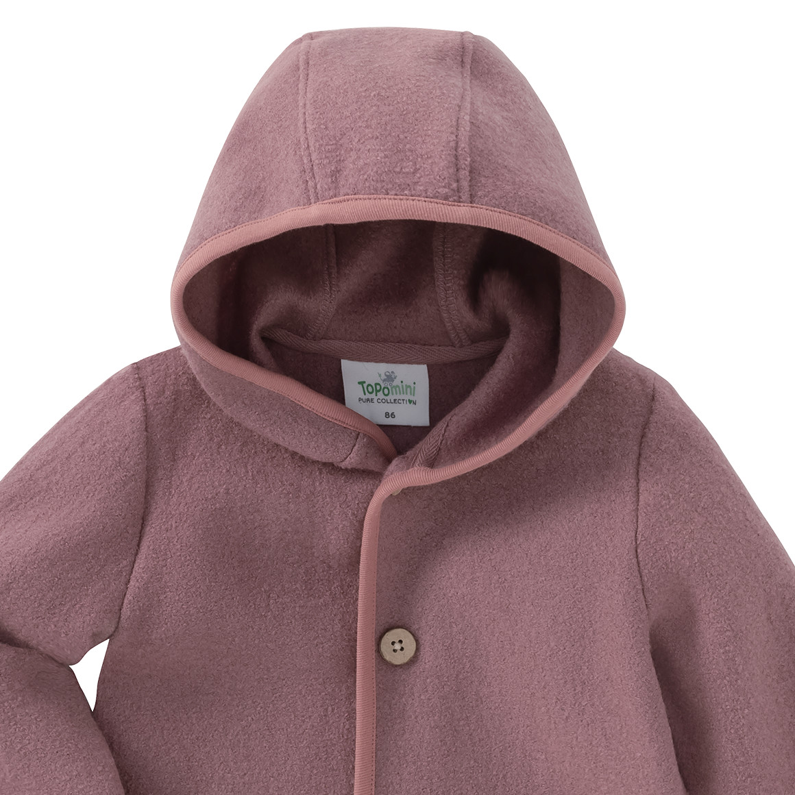 Topomini Pure Collection Baby Wollwalk-Jacke mit Umschlagbündchen rosa