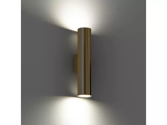 Appliques Lagos moderne en acier - 2 sources lumineuses - L.6 x H.30 cm - éclat doré