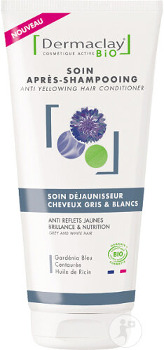 Dermaclay Soin Après Shampoing Déjaunisseur Cheveux Gris/Blancs/Blonds 200ml
