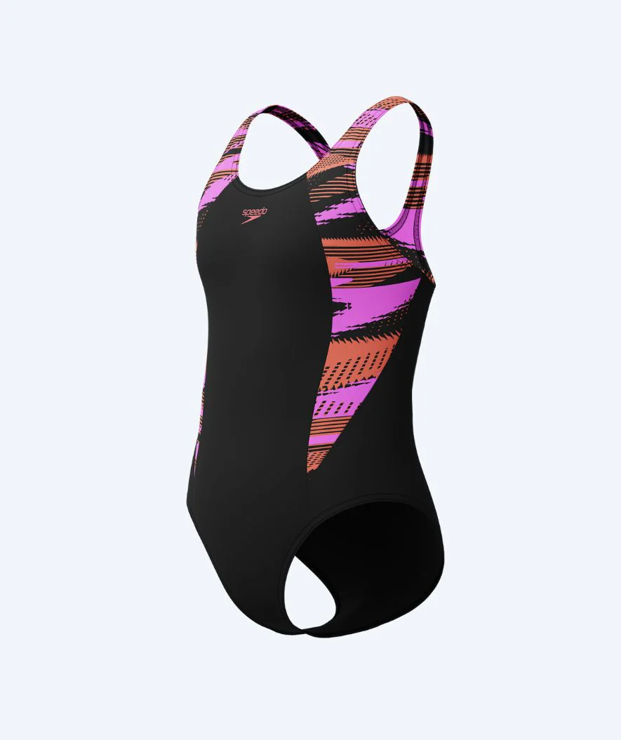 Speedo badedragt til piger - Hyperboom Splice Muscleback - Sort/pink