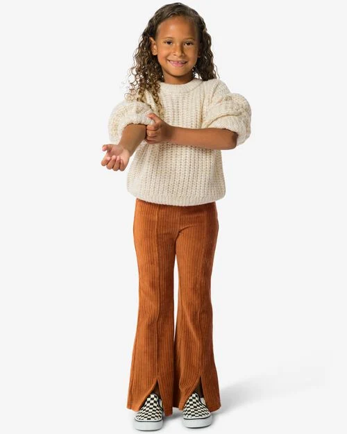 legging enfant en velours côtelé marron