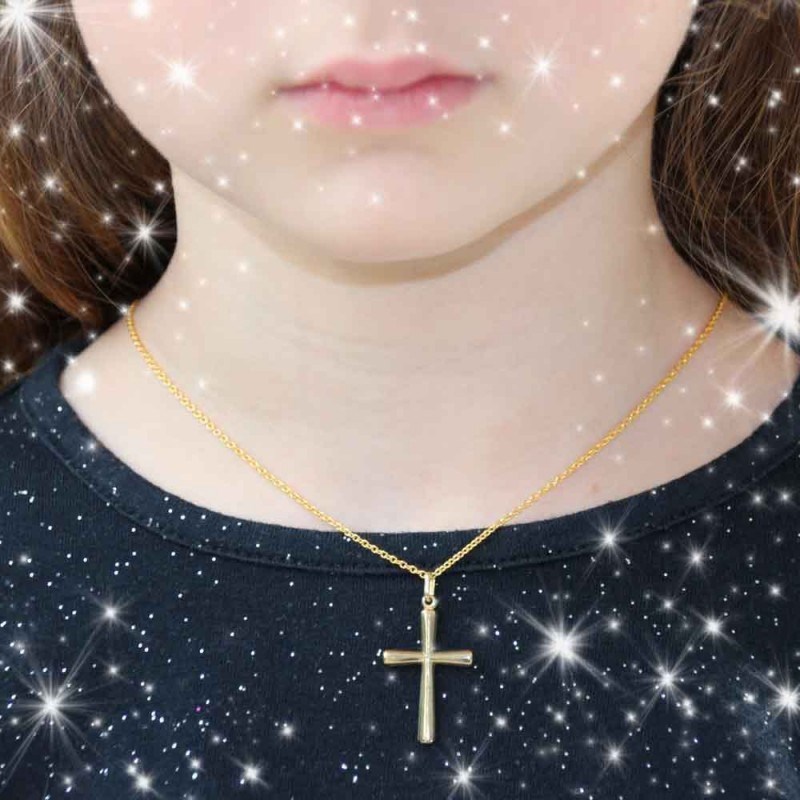 Collier - Médaille Croix Or Jaune - Chaine Dorée Offerte