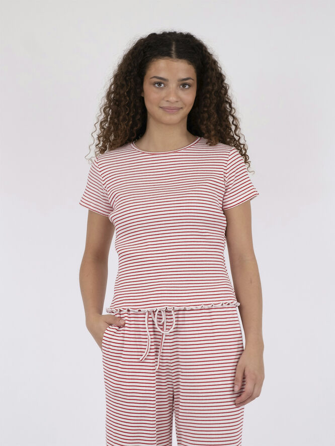 Neo Noir Lonnie Stripe Tee Rød