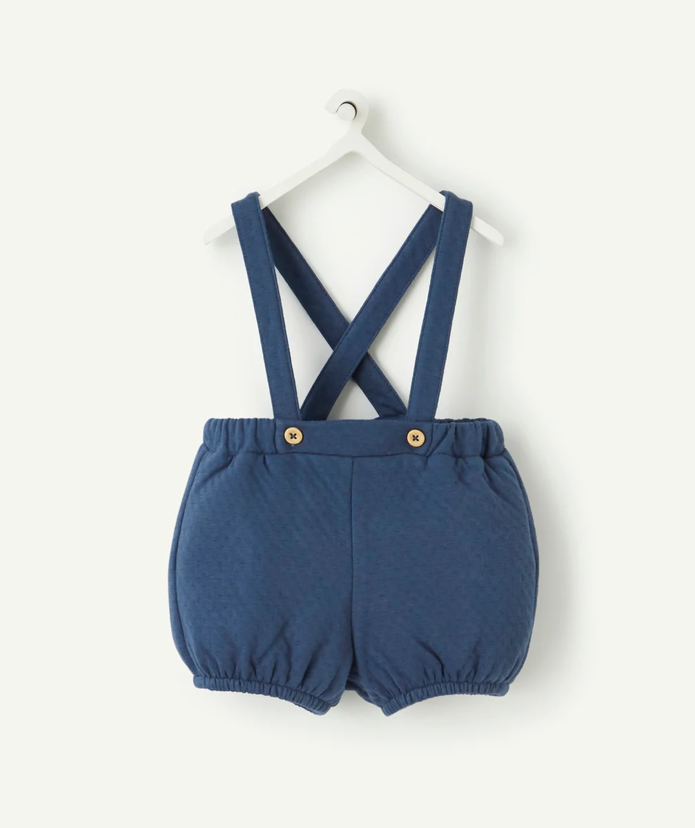 BERMUDA BÉBÉ BLEU À BRETELLES