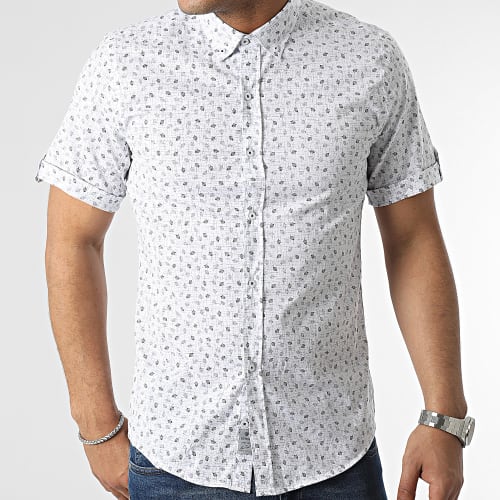 Chemise Manches Courtes Floral Blanc