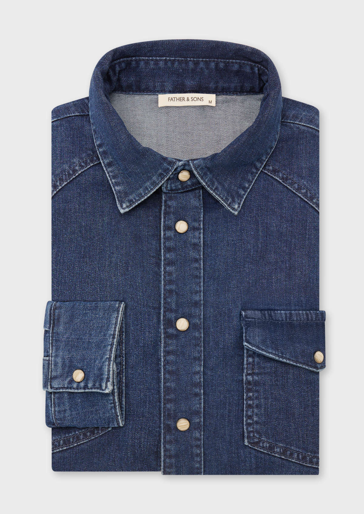 Chemise sport Slim en coton denim uni bleu jeans