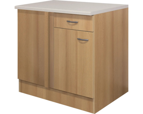 Flex Well hoekonderkast Nano BxDxH 110 x 60 x 85 cm beuken mat gedemonteerd scharnier omkeerbaar (links of rechts te monteren)