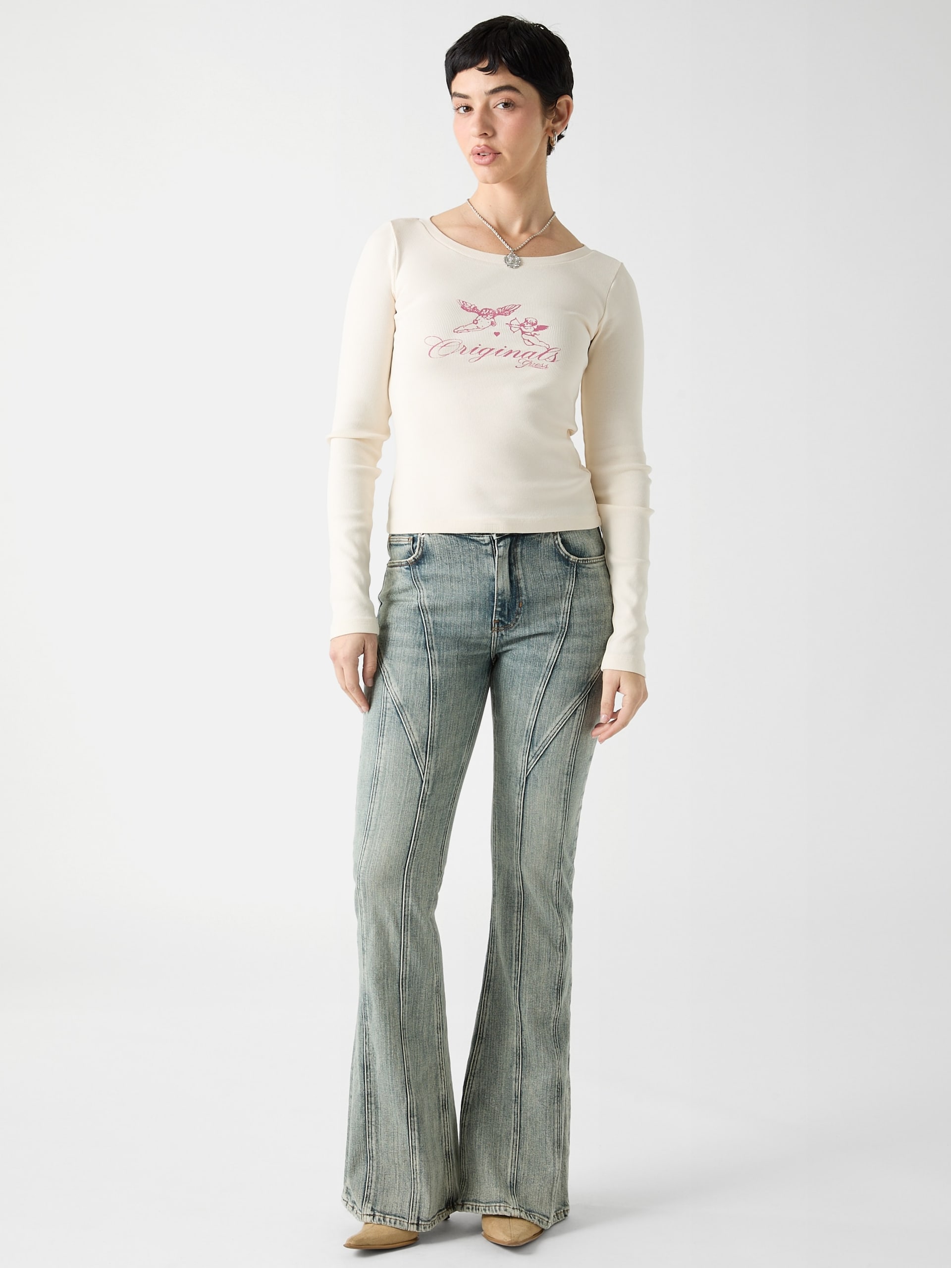 Blusa GUESS Originals Eco com decote canoa