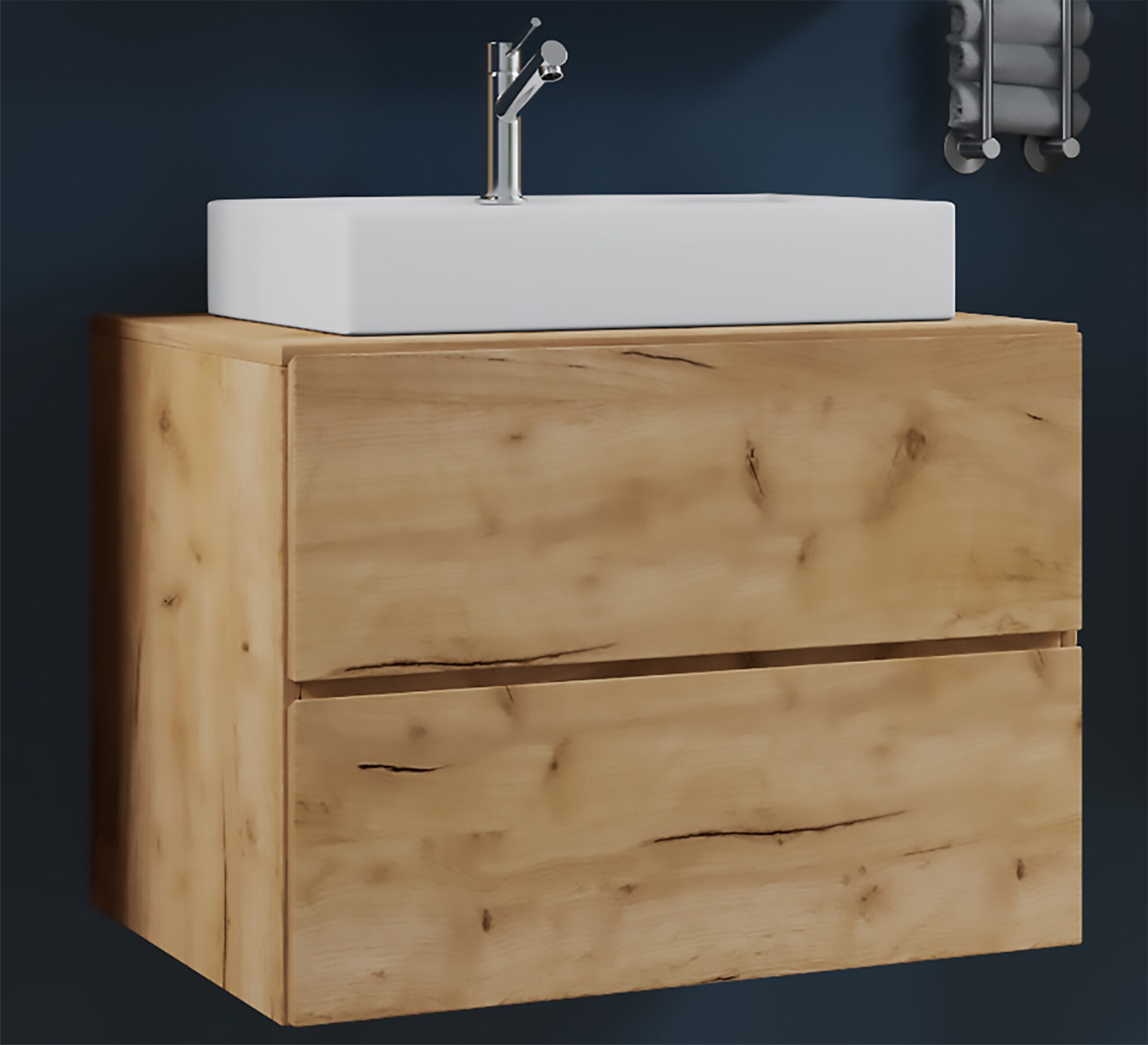 VCM 2-tlg. Waschplatz Waschtisch Badmöbel Set Waschbecken Lendas S Schublade
