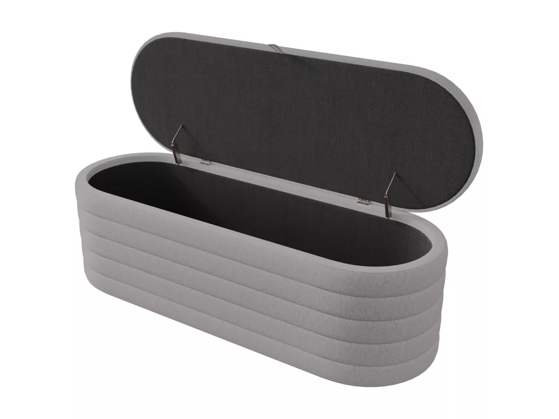 Banc coffre de rangement en Flanelle - 120 x 40 x 40 cm - Gris