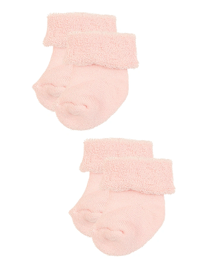 Erstlings-Socken PLÜSCH 6er-Pack in rosa/creme