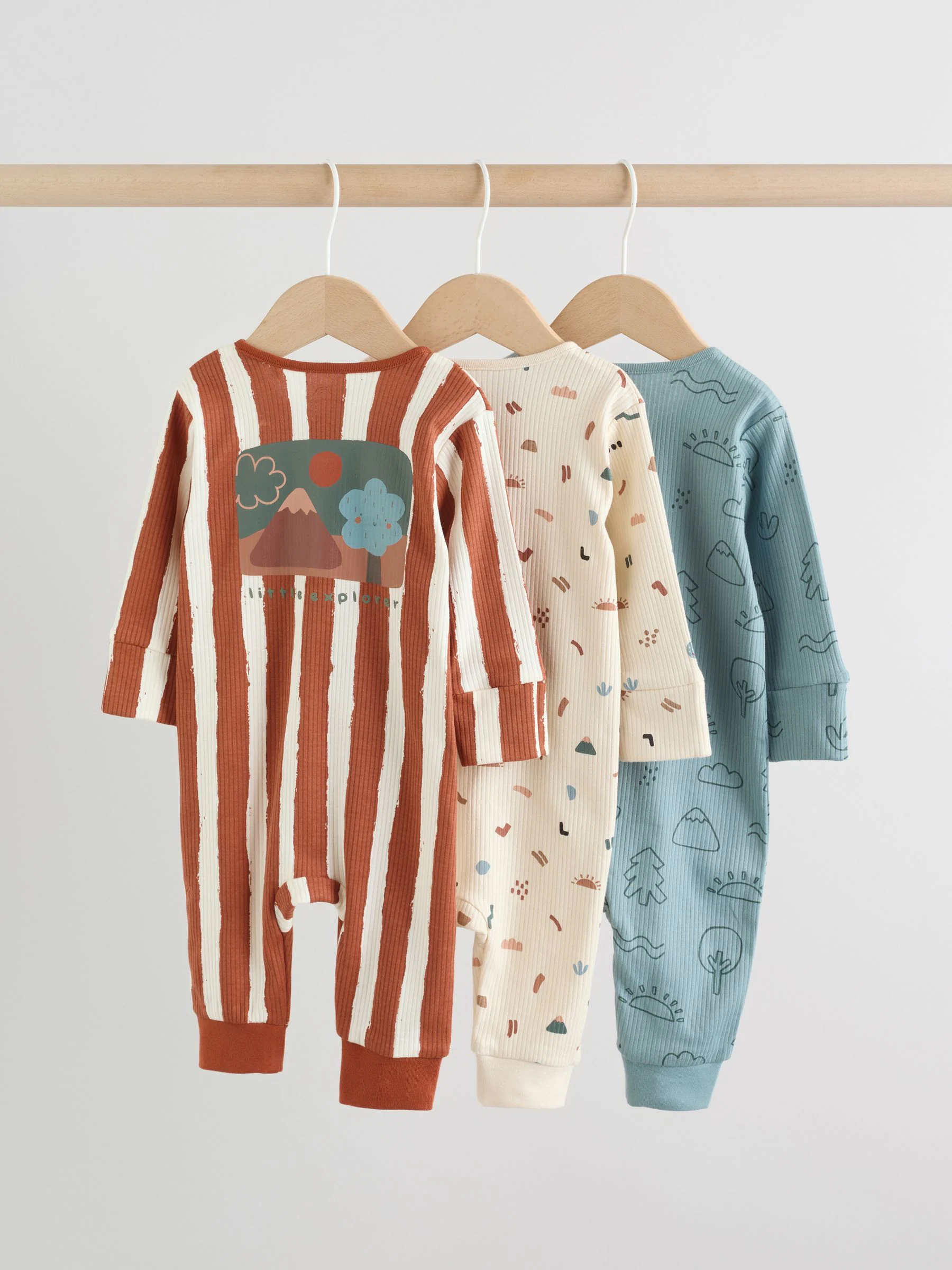 Mineraalkleurig - Woodland baby-slaappakjes 3 set (0mnd-3jr)