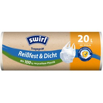 Sac poubelle, avec poignées, 20 litres, blanc