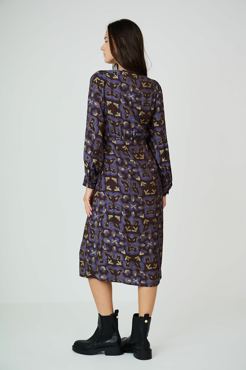 ATÉ BREVE<br>Vestido midi, mangas compridas, decote em V