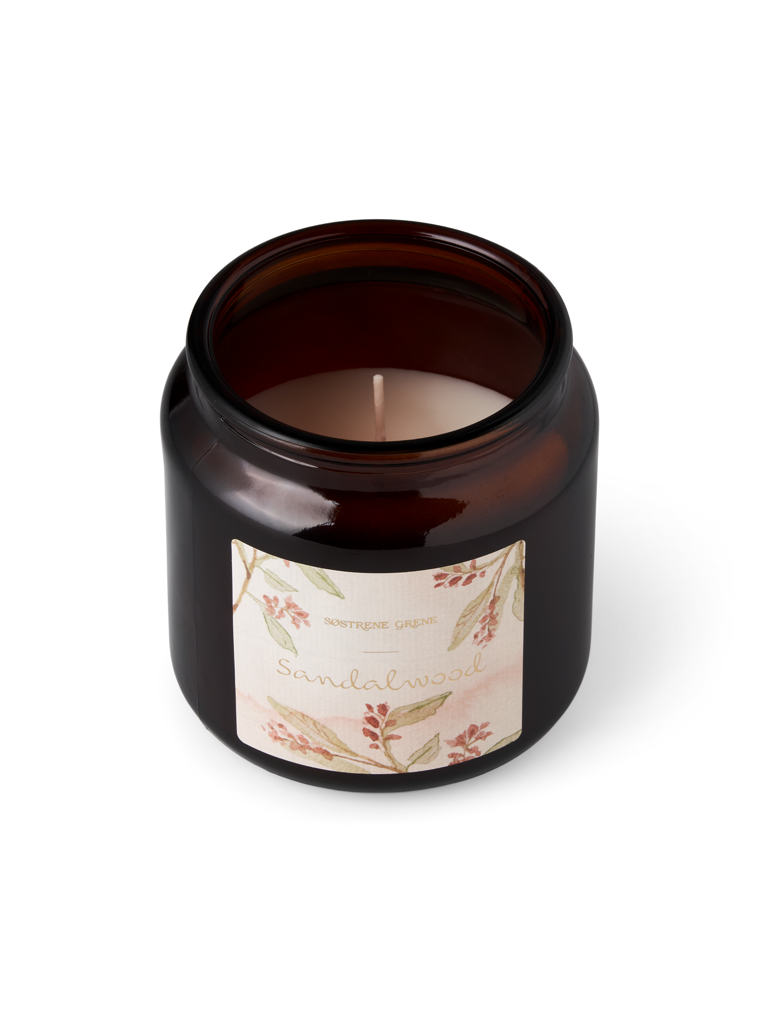 Duftlys Sandalwood | Rapsvoks/duft/glas. 70 timer. | Brown, Rose