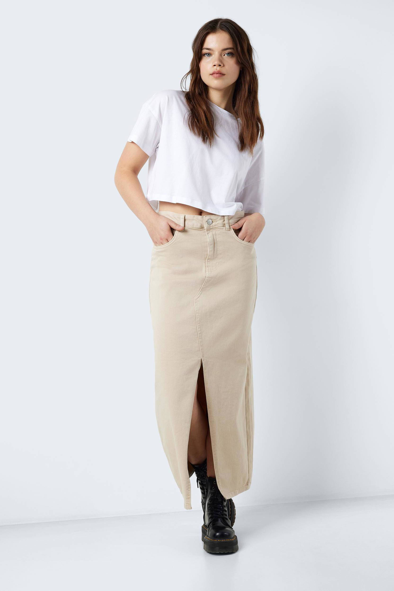 NOISY MAY spijkerrok NMKELLY beige